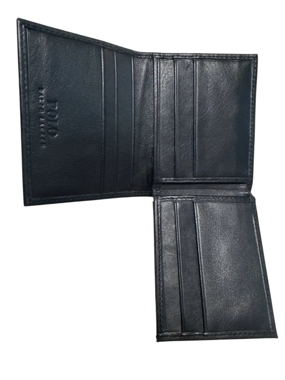 NWT Polo Ralph Lauren Pebbled Billfold w/ Window Wallet Black Size OS